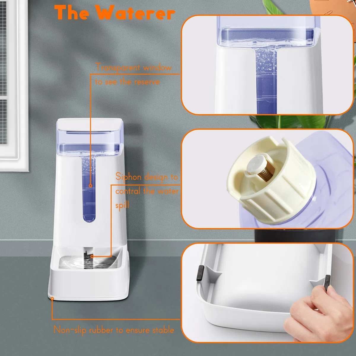 Distributore automatico di cibo e d'acqua per gatti in set da 2 confezioni, da 3,7 L, per animali domestici piccoli e medi, cuccioli e gatti, set di 2 pezzi