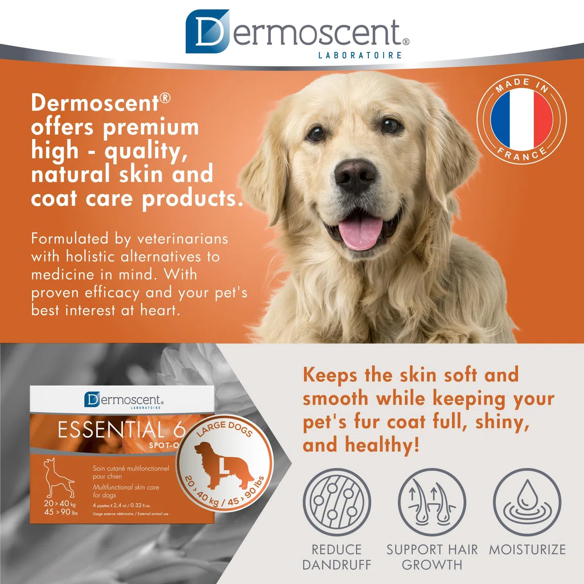 Bayer Dermoscent 6 Spot on Skin Care Extra Large per Cani da 45 a 40,8 Kilogram