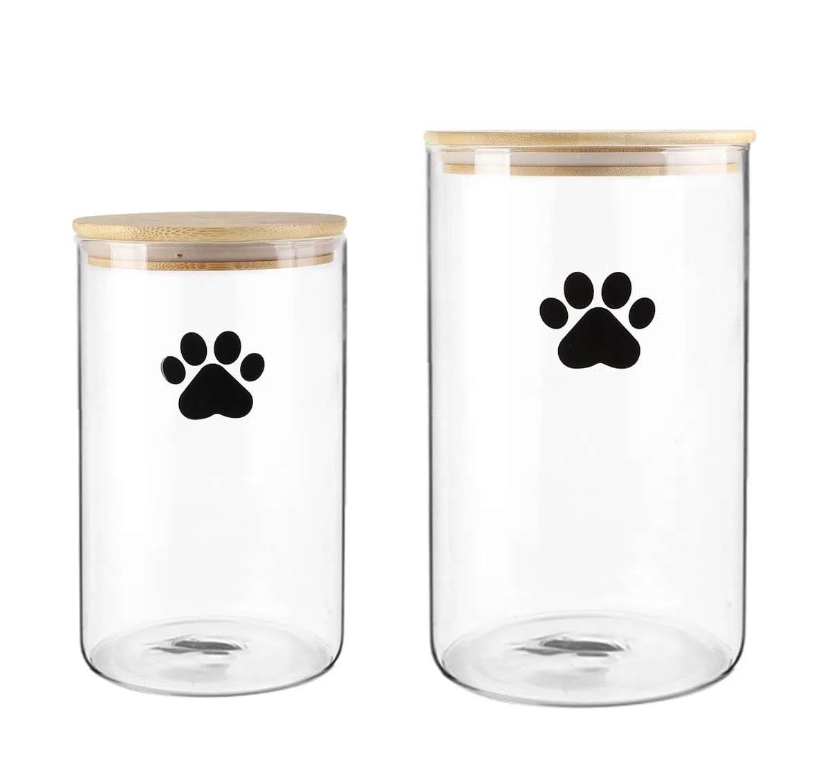 Geyecete Set di 2 Contenitore Crocchette Cani,4L + 2L Contenitore Vetro per Cibo Snack Per Cane Gatti,con Coperchio,Trasparente Contenitore per Biscotti Cane