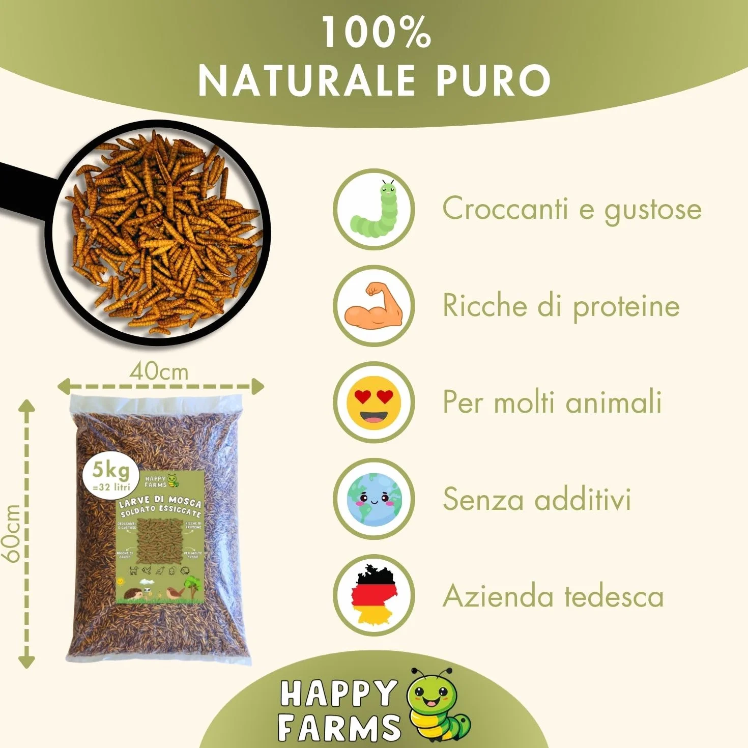 Larve di mosca soldato essiccate – Più calcio rispetto ai vermi della farina! 5 kg di cibo per insetti per uccelli selvatici, pesci e ricci