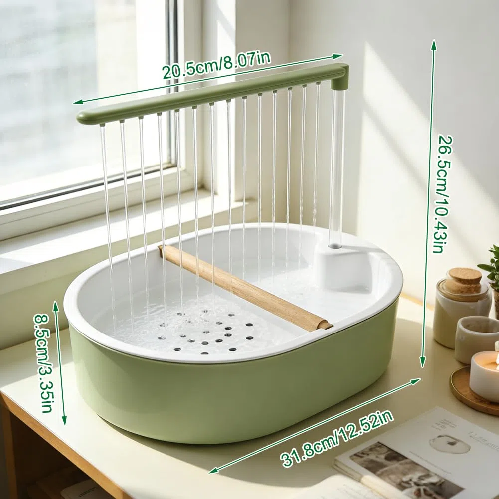 Bagno per uccelli, doccia per uccelli, pappagallini, doccia, uscita cascata, design antiscivolo, fontana per laghetto, accessori per gabbia, divertimento per pappagallo inseparabile