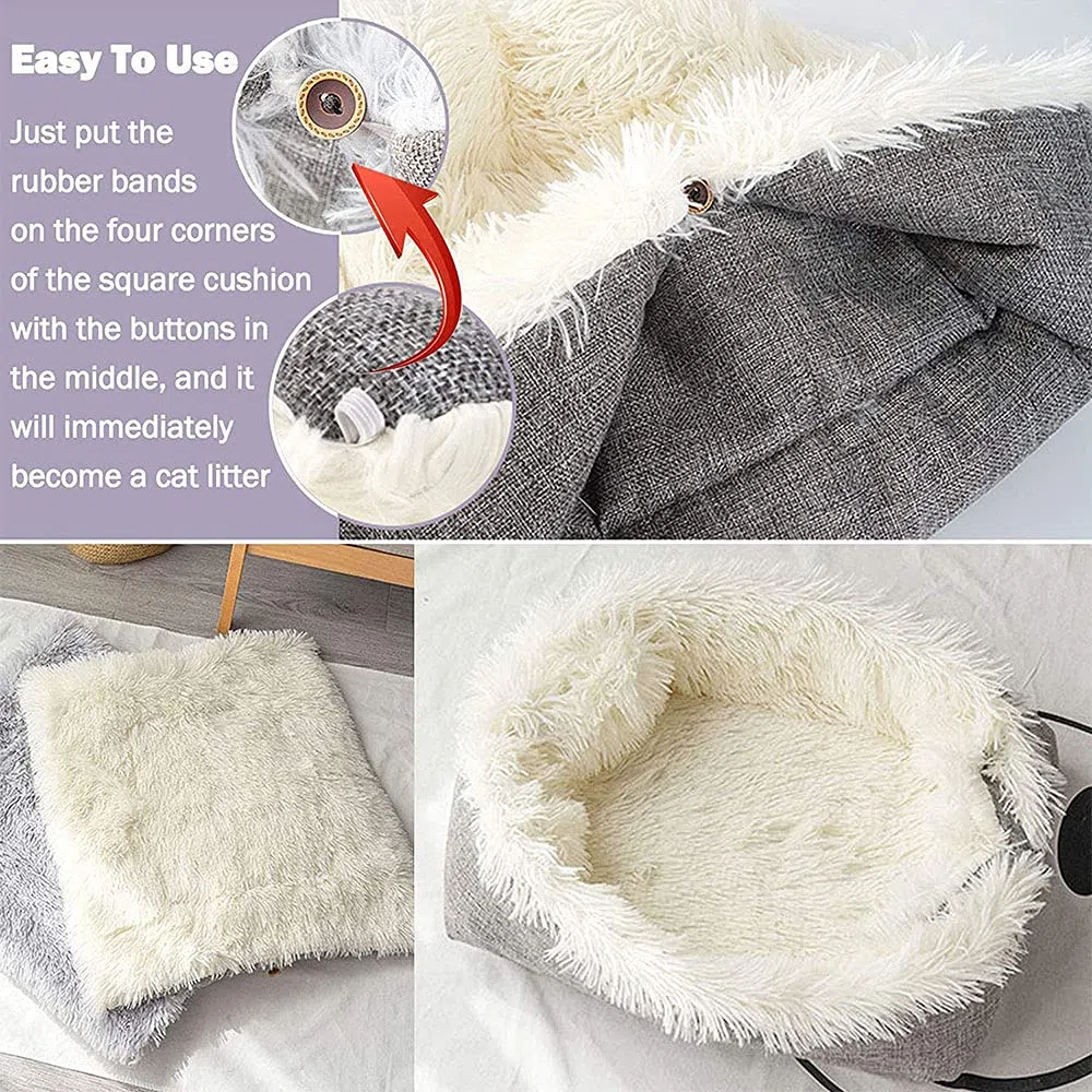 Letto per Cani, Cuccia per Gatti, 2in1 Cuccia per Gatti, Cuccia Pieghevole per Animali Domestici, Lavabile, 61x51cm, per Gattini Indoor e Outdoor, Cuccioli e Piccoli Animali (Bianco)