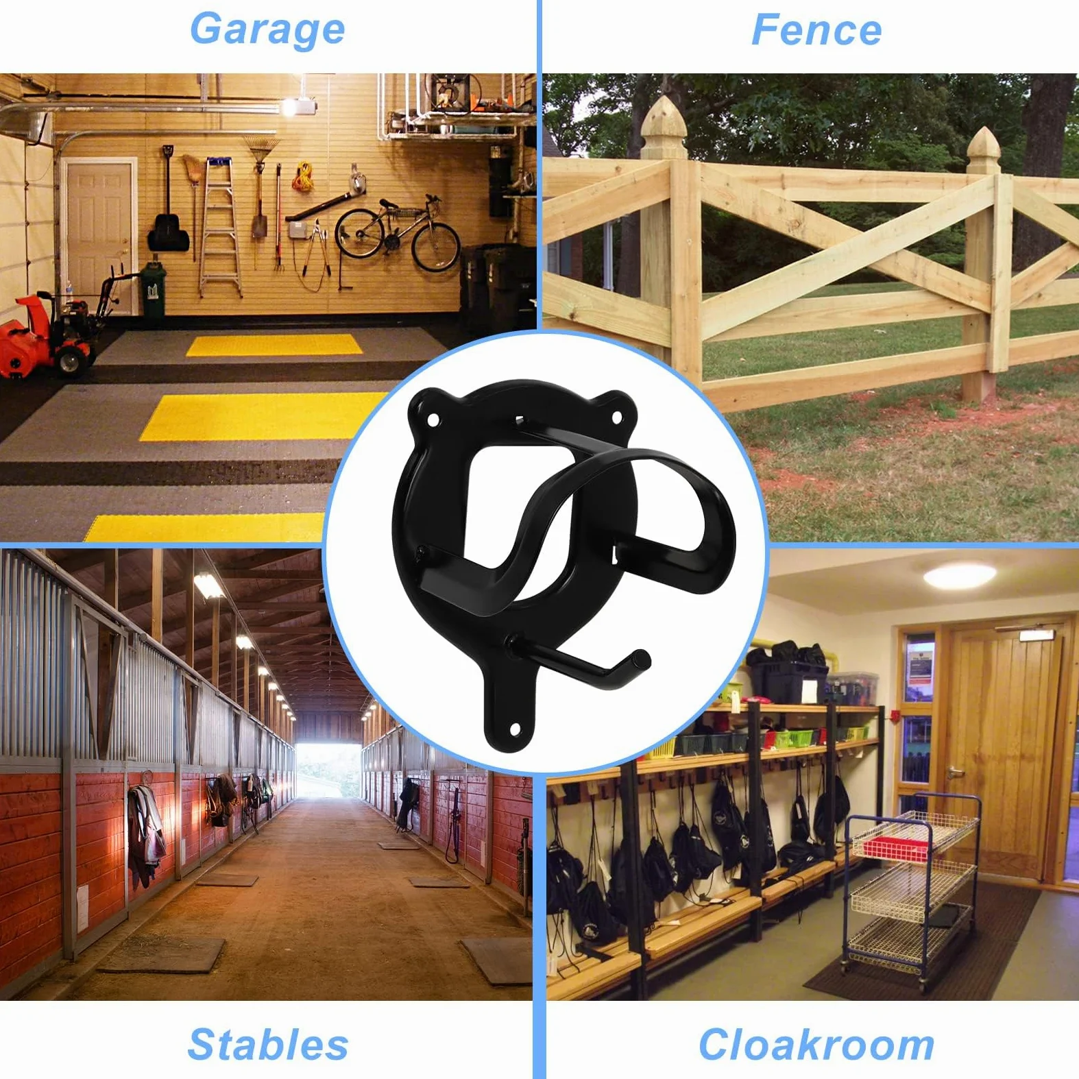 Set di 12 supporti per briglie per cavalli, Cavallo Briglia Rack con Gancio aggiuntivo, per Selle, Scuderie, Deposito di Corde
