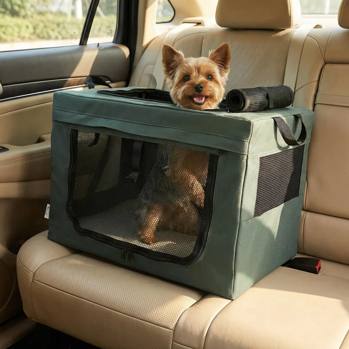 PawHut Trasportino Morbido per Cani Mini e Gatti, Trasportino Cuccia da Viaggio con Cuscino Rimovibile, Sacca di Trasporto e Porte in Rete Traspiranti, 60x42x42 cm, Grigio