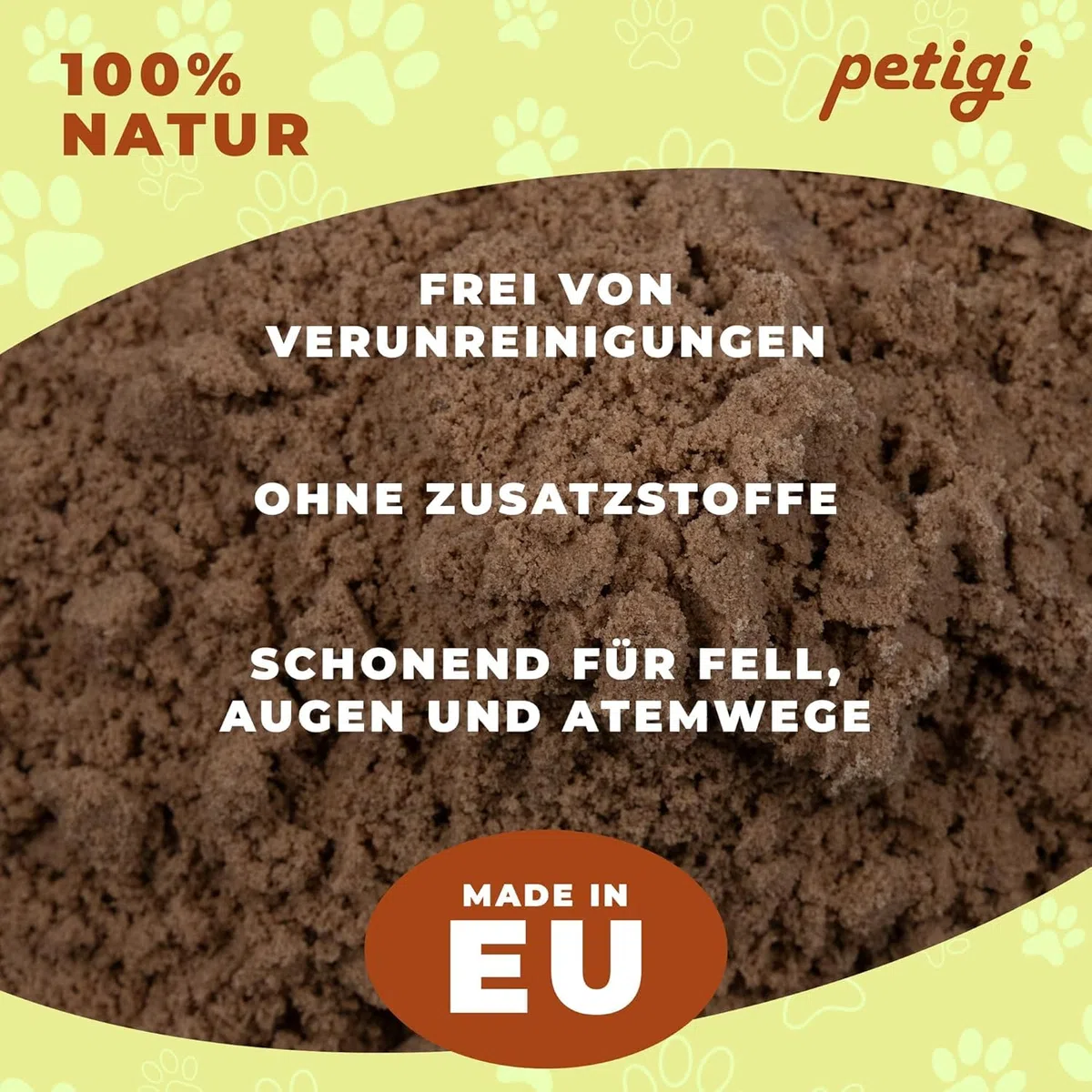 Petigi Coniglio Buddelsand, 25 kg, per cassette di conigli, conigli, cincillà, per zampe sensibili, senza additivi chimici e impurità, senza argilla