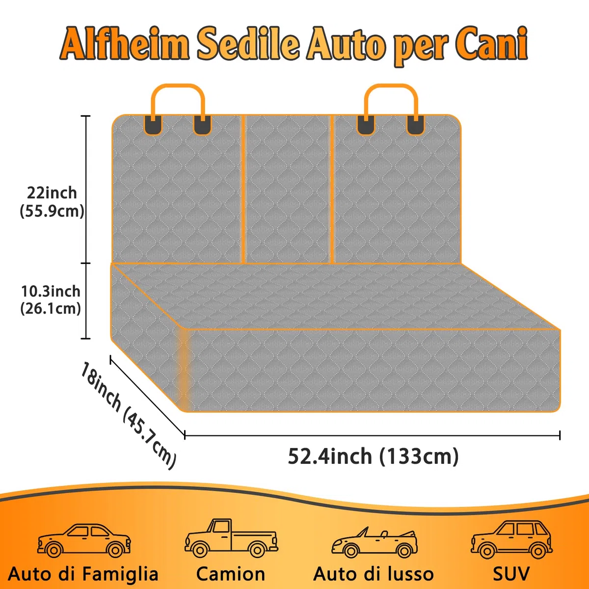 Alfheim Cane auto Custodia Resistente Alle Graffi Duratura Lavabile Sedile Posteriore Spessore Doppio Strato Custodia Anti Scivolamento, Universale per Auto Camion SUV