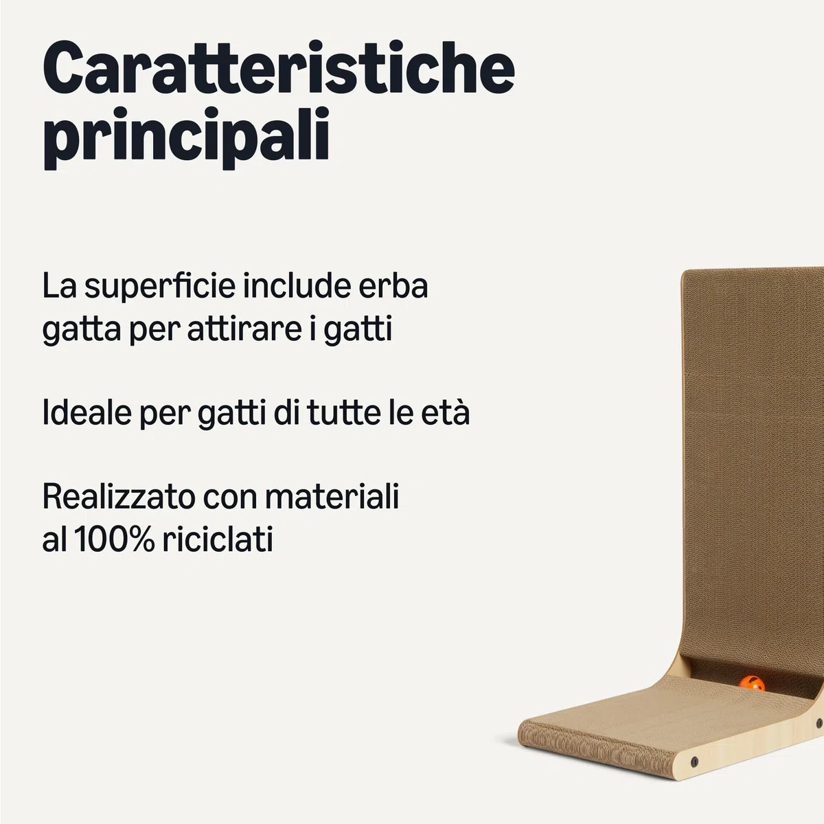 Amazon Basics - Pannello Tiragraffi per Gatti, Tiragraffi da Parete in Cartone a Forma di L, Facile Montaggio, 41,9cm x 29,0cm x 68,1cm, Beige
