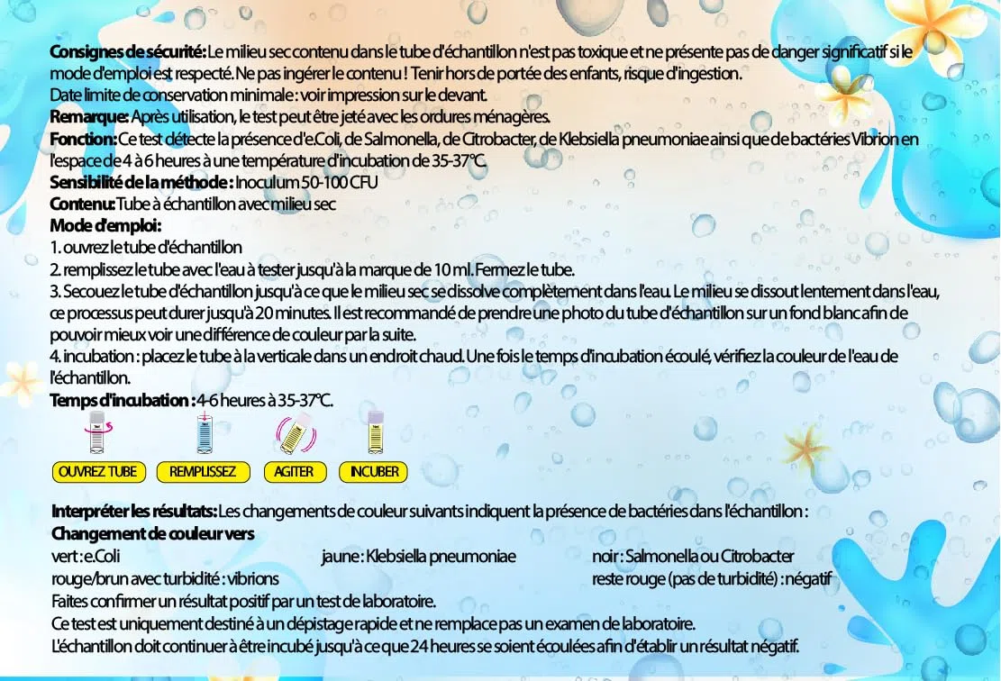 Test batterico rapido 4-6 ore dell'acqua 5 in 1 per e.Coli, Salmonella, Citrobacter, Klebsiella e Vibrios Test dei batteri nell'acqua potabile e nell'acqua di pozzo (2)