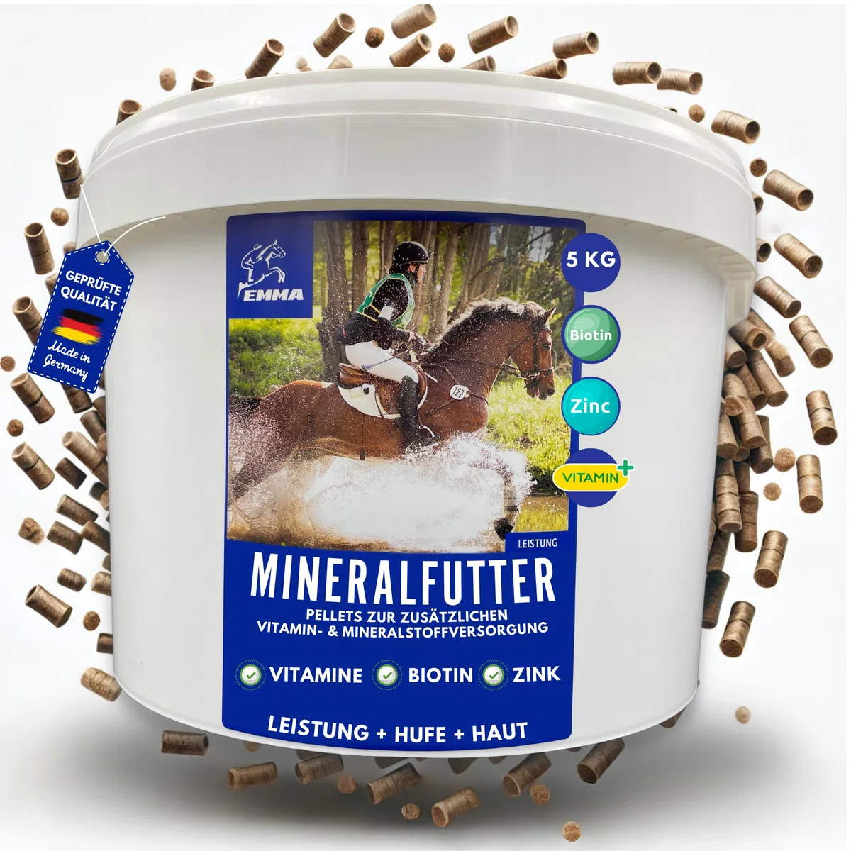 Vitamine Minerali Cavalli mangime cavalli Complesso mangimi supplementari B-vitamine e A,E,C,D, biotina, zinco, selenio, lievito di birra, crescita degli zoccoli e pelo lucido, senior 5 Kg