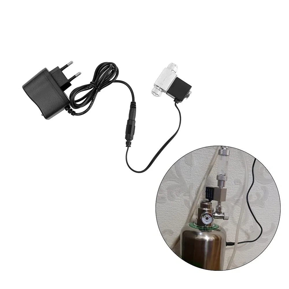 DONGKER Elettrovalvola di CO2 dell'Acquario, Regolatore di Sistema di CO2 DC 12V per Erba d'acqua Serbatoio Pesci Acquario Crescere