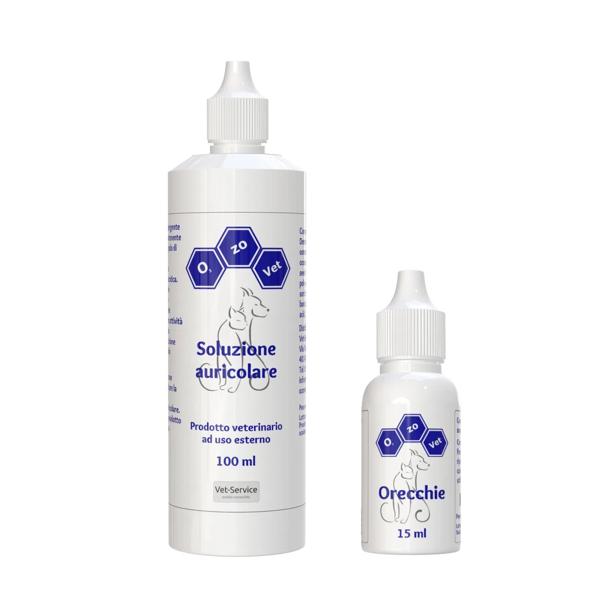 Ozo-Vet Soluzione Auricolare + Ozo-Vet Orecchie | Acquista Insieme Detergente Auricolare e Trattamento con Ozono | Otiti Batteriche, Micotiche, Parassitarie nel Cane e nel Gatto (100 ml + 15 ml)