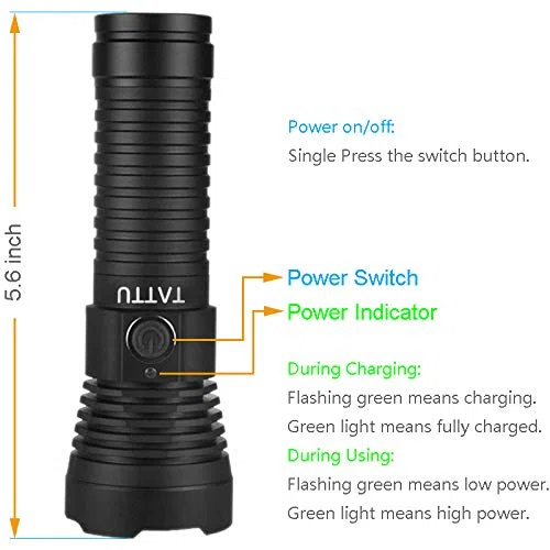 TATTU U3S Torcia UV 365nm Luce Nera Ricaricabile con ZWB2 Filtro 10W Lampada a LED Ultravioletta con cavo di ricarica Micro USB