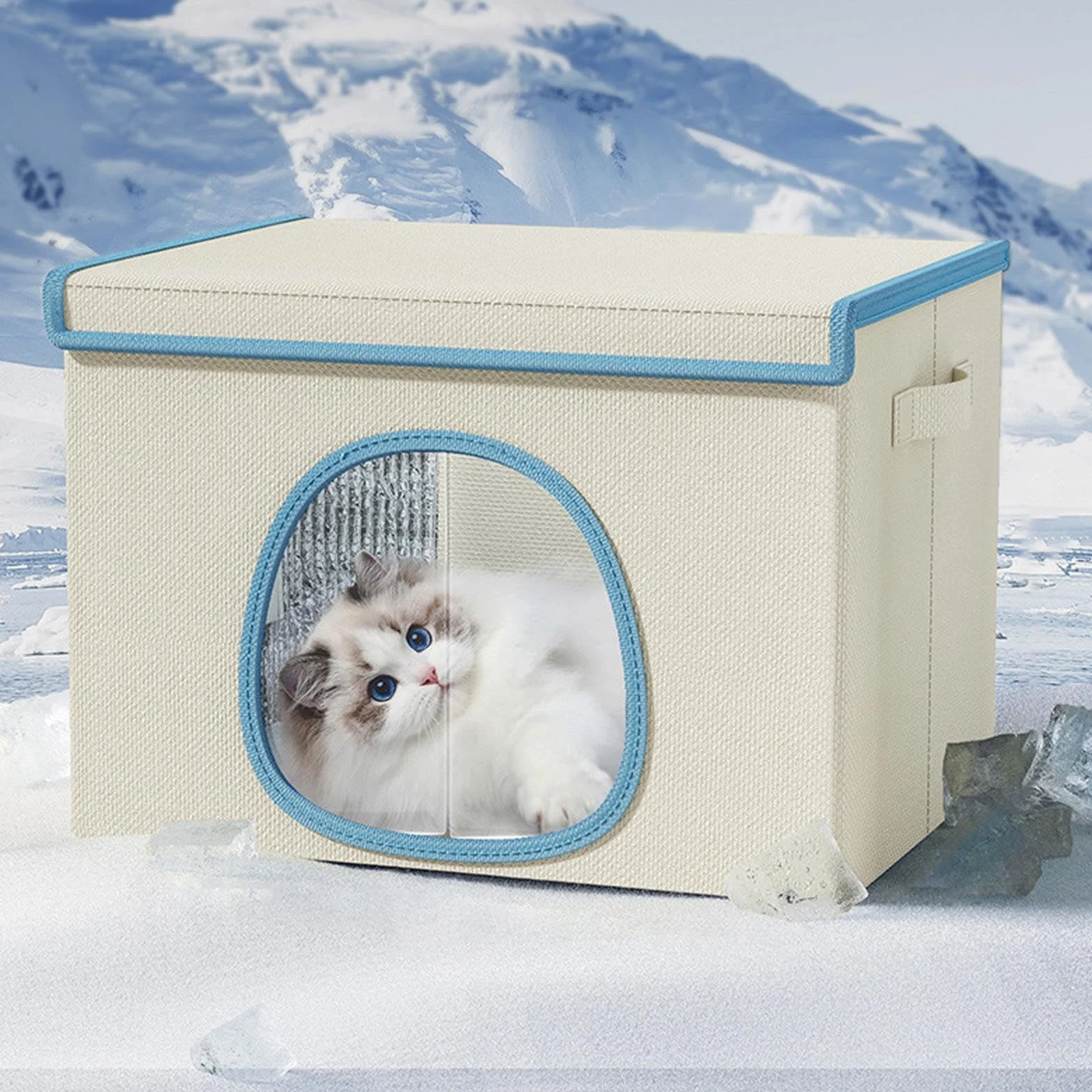 Cuccia rinfrescante per gatti, per cani con 6 mattonelle di ghiaccio, rifugio freddo per cani, per genitori di animali domestici, addestramento, appartamento, casa, ufficio, camera da