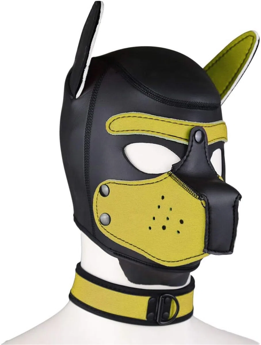 Maschera in neoprene per cucciolo con colletto, rimovibile, per cosplay e cuccioli, maschera per Halloween, costume da festa