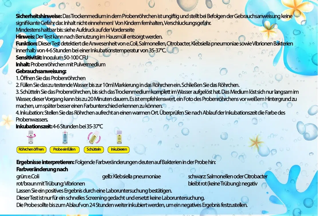 Test batterico rapido 4-6 ore dell'acqua 5 in 1 per e.Coli, Salmonella, Citrobacter, Klebsiella e Vibrios Test dei batteri nell'acqua potabile e nell'acqua di pozzo (2)