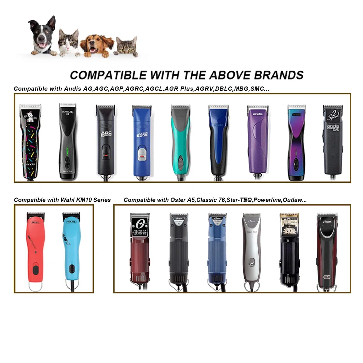 Lame per toelettatura cani compatibili con tosatrici Ainds, Oster A5, Wahl KM-10 e altre serie (3/4" HT 19 mm, 1 pezzo)