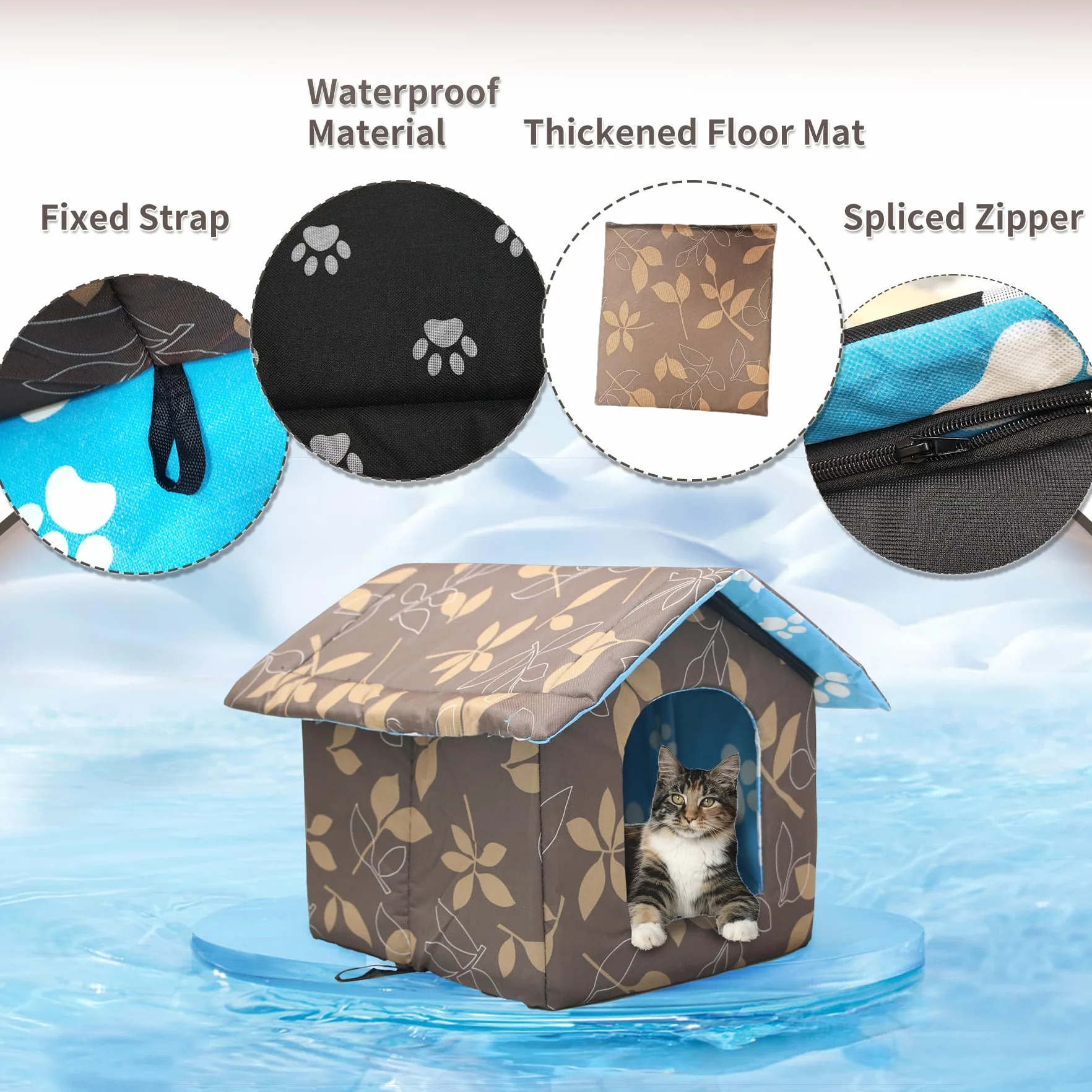Casetta per Gatti per Esterni Rifugio Cuccia, Tenda Impermeabile Con Cuscino Rimovibile per Animali Domestici e Randagi