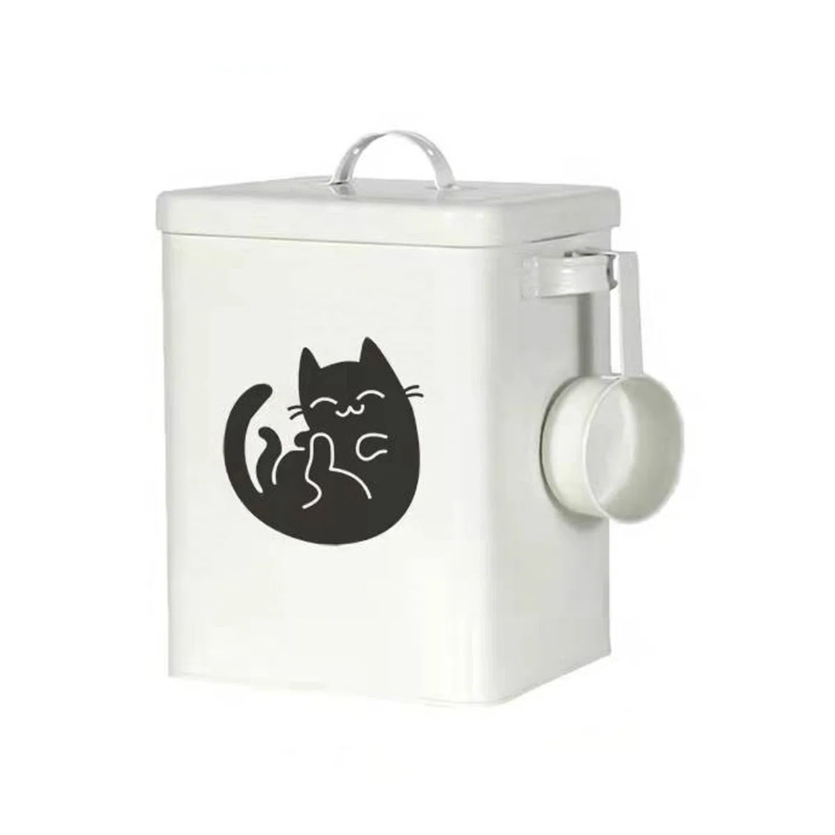 Contenitore per alimenti per cani e gatti, secchio per alimenti per animali domestici con coperchio e manico, barattolo per cibo per gatti, barili sigillati a prova di umidità, bianco