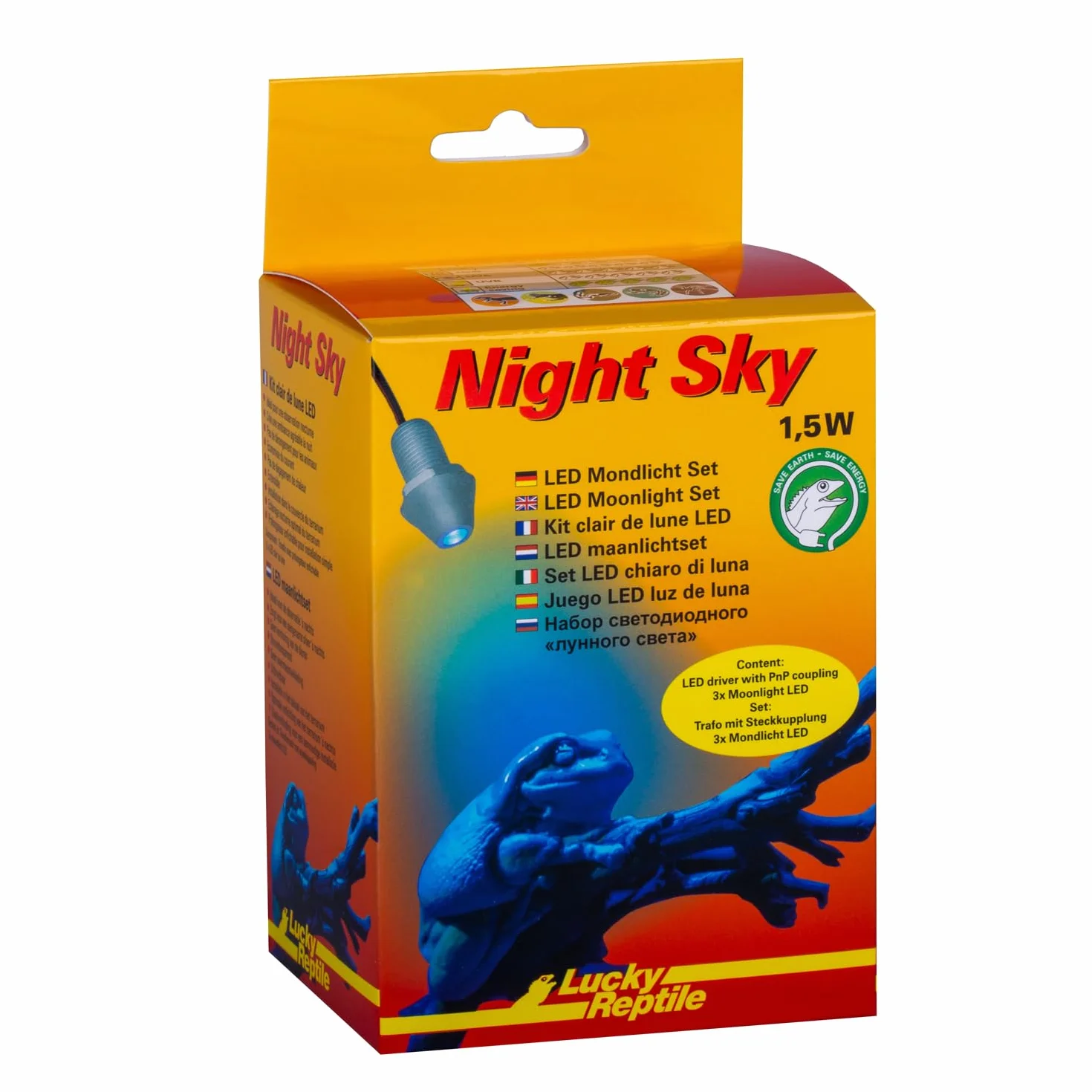 Lucky Reptile Night Sky - Set Moonlight LED - 3 luci lunari a LED con trasformatore - Lampada da terrario - Lampada Notturna a Risparmio energetico - LED rettili Anfibi - ampliabile a 6 LED