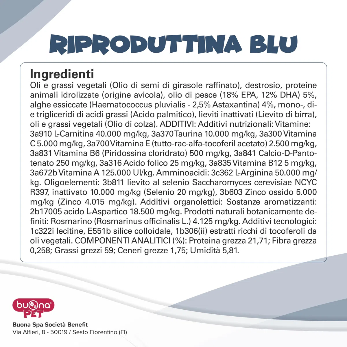 Buona Pet Riproduttina Blu Flacone Integratore Cane e Gatto per Supporto Riproduttivo Pasta Fluida Appetibile nei Soggetti Maschi Vitamine Per Cani e Gatti Maschi Complesso Multivitaminico