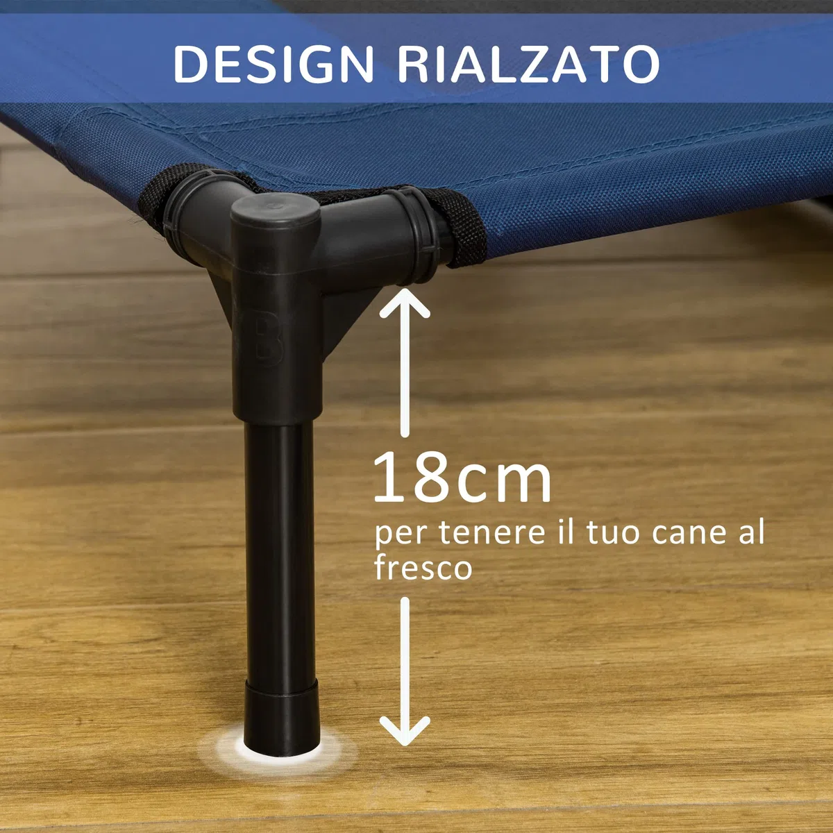 PawHut Brandina per Cani Rialzato con 600D Tessuto a Rete, Lettino per Cani Grandi da Viaggio con Peso fino a 30 kg, 91.5x76.2x18 cm, Blu
