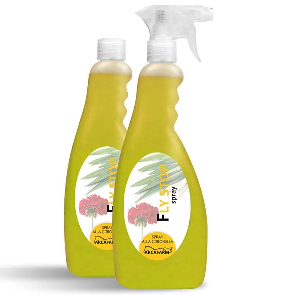 2 Pezzi Repellente Naturale Spray per Cavalli al Geranio Citronella e Olio di Neem 750 ml Fly Stop, repellente per animali contro Mosche e Zanzare, Tripla Azione - 100% Made in Italy