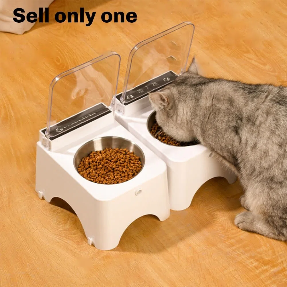 Vereen Ciotola intelligente per gatti con sensore a infrarossi coperchio automatico – Mangiatoia anti- per cani e gatti dispenser di