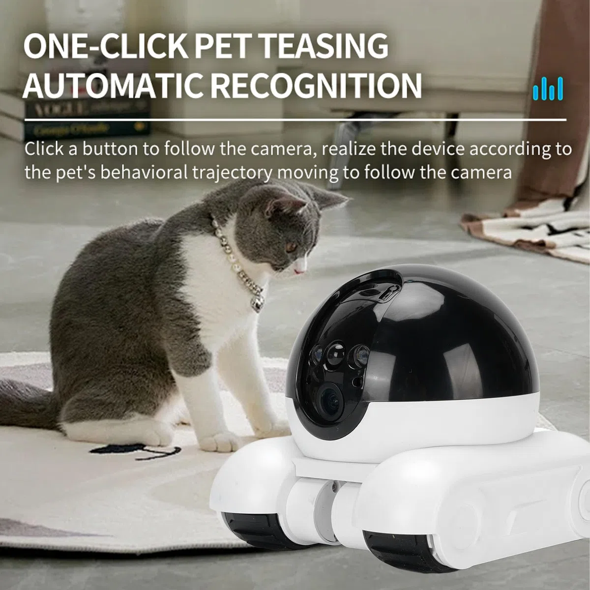 ASHATA Telecamera di Sicurezza Domestica a Doppio Obiettivo 1080P con Ruote Cingolate, Controllo Tramite APP, per Monitoraggio Interno, Tracciamento Animali (128G 400W)