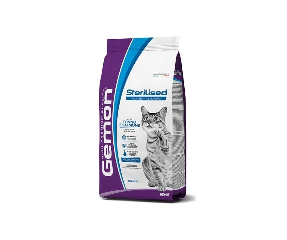 Gemon Sterilised Tonno e Salmone Crocchette 7Kg per Gatti Adulti Sterilizzati