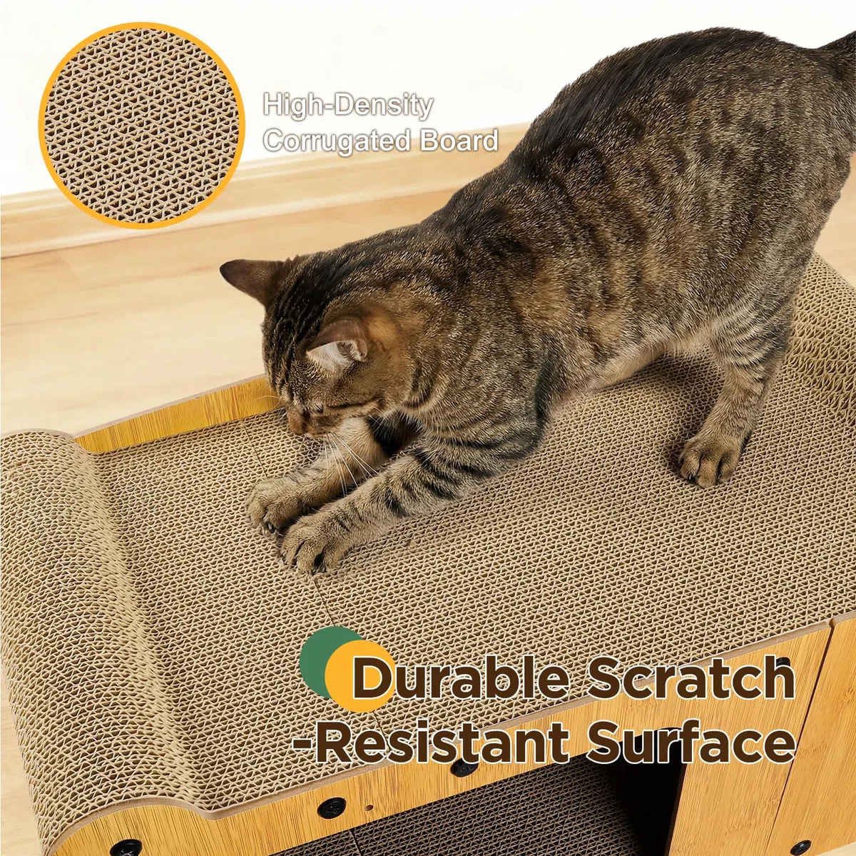 Gimars Tiragraffi Cartone 59,5 cm, Tiragraffi per Gatti Cartone XL, Tiragraffi Verticale per Gatti e Casa Tiragraffi Gatto in Cartone, Graffiatoio per Gatti per Graffiare, Nascondersi e Riposare