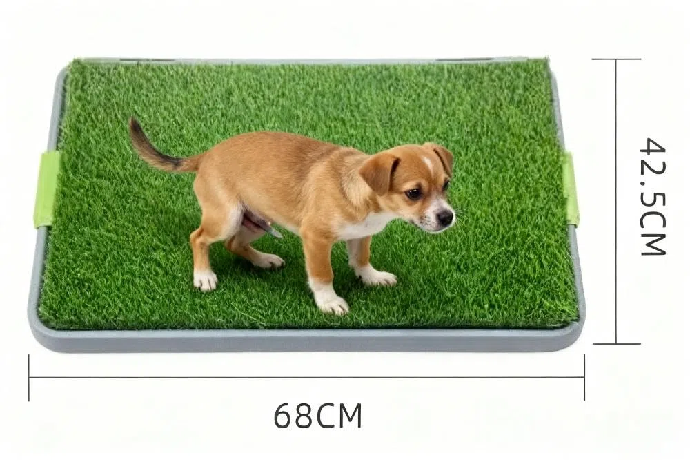 Vassoio WC per cani con tappetino lavabile per pipì e erba artificiale per addestramento di cani cuccioli, lettiera portatile per cani da interno