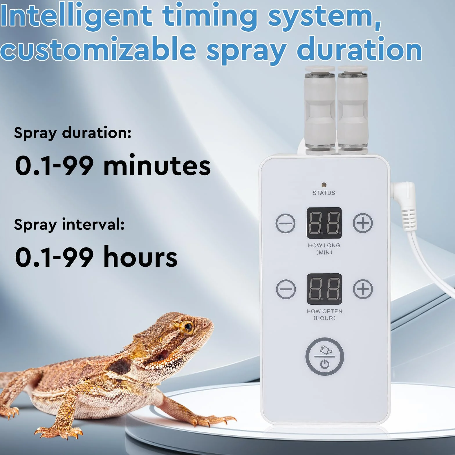CPROSP Sistema di Nebulizzatore per Terrario Rettili, Umidificatore per Rettili Automatico con Timer e Rotazione Regolabile a 360°, Umidificatore per Terrario o Fiori di Piante