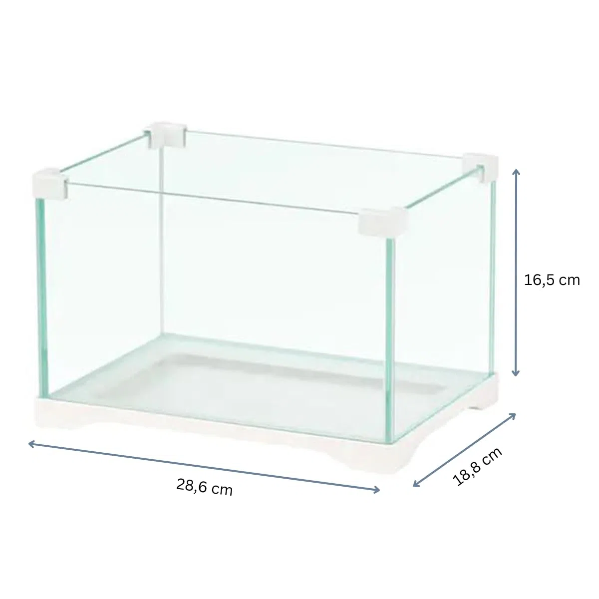 Aquariumline tartarughiera/teca in vetro per rettili, tartarughe d’acqua e di terra cm28x19x16,5h capacità 9 litri completa di filtro interno
