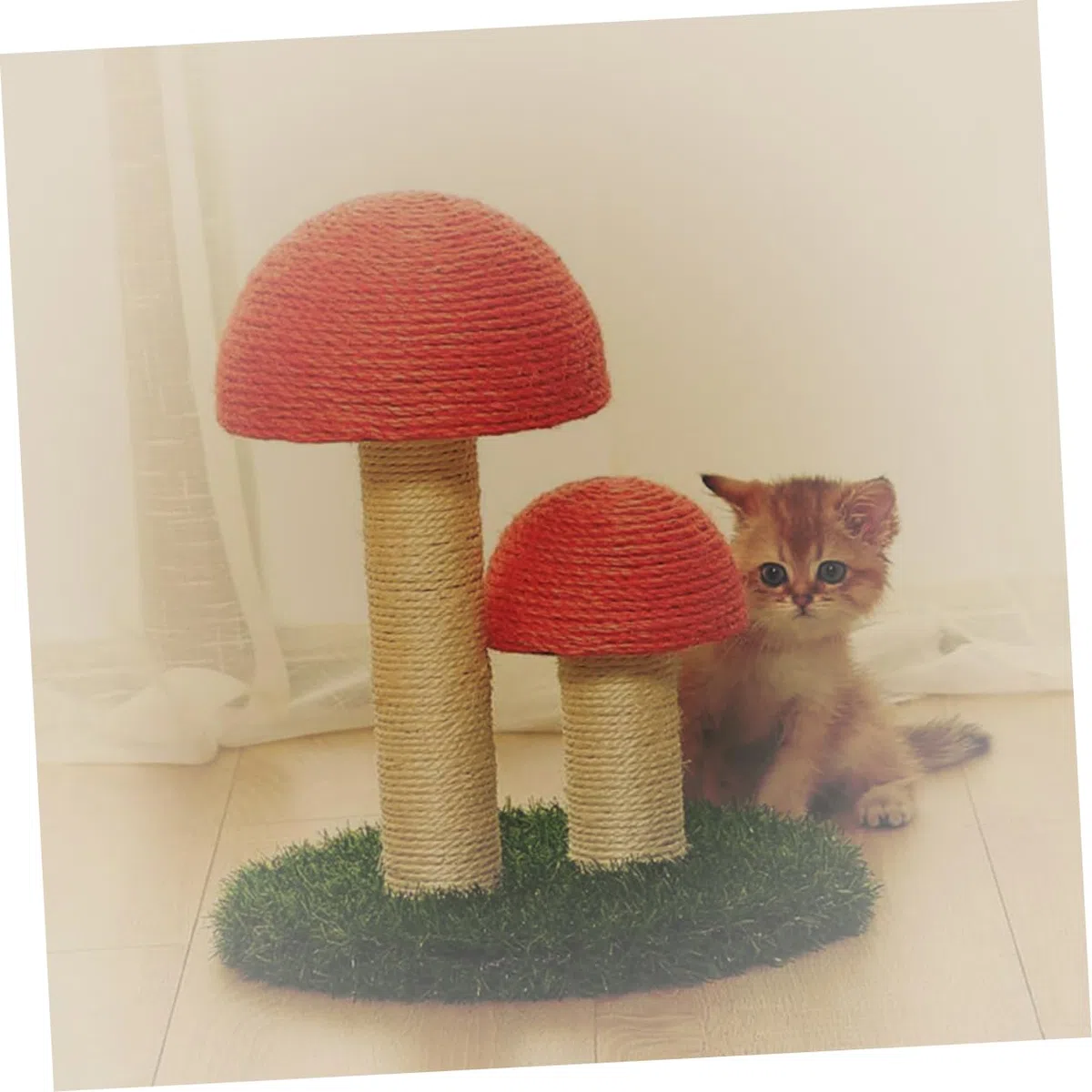Tiragraffi Per Gatti Da Interno in Legno Pieno Corda Resistente ø 7 Cm x 35 Cm, Palo Verticale Sostitutivo Per Giochi e Arrampicata Di Mici Domestici