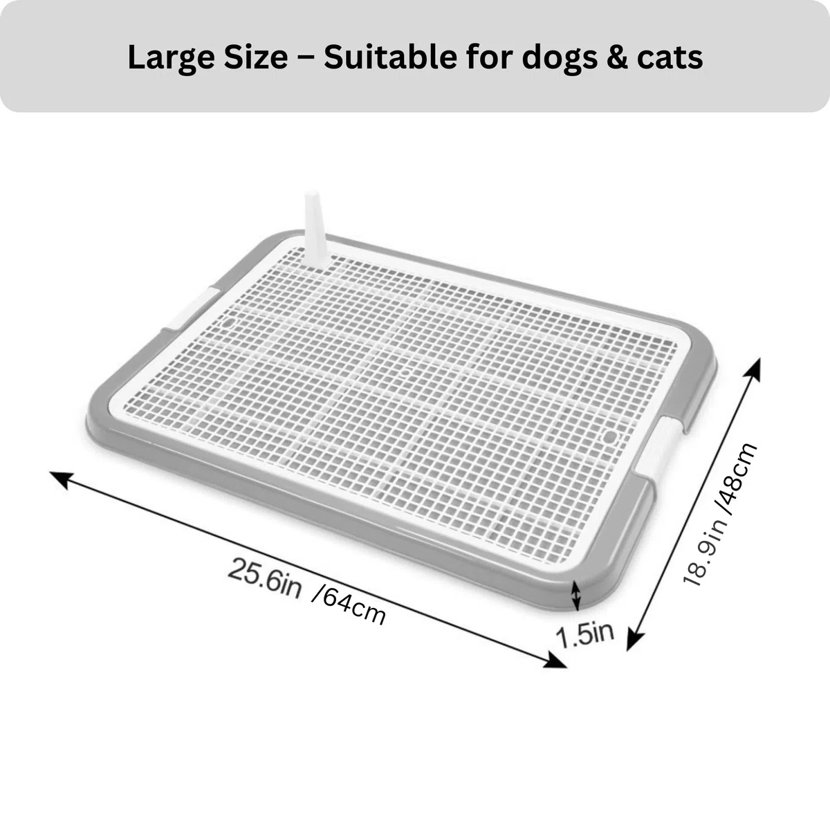 Toilette per Cani e Gatti con Griglia Antiscivolo 64x48cm – Vaschetta Igienica per Addestramento Cuccioli, Facile da Pulire, Base Antifuga, Ideale per Casa e Balcone