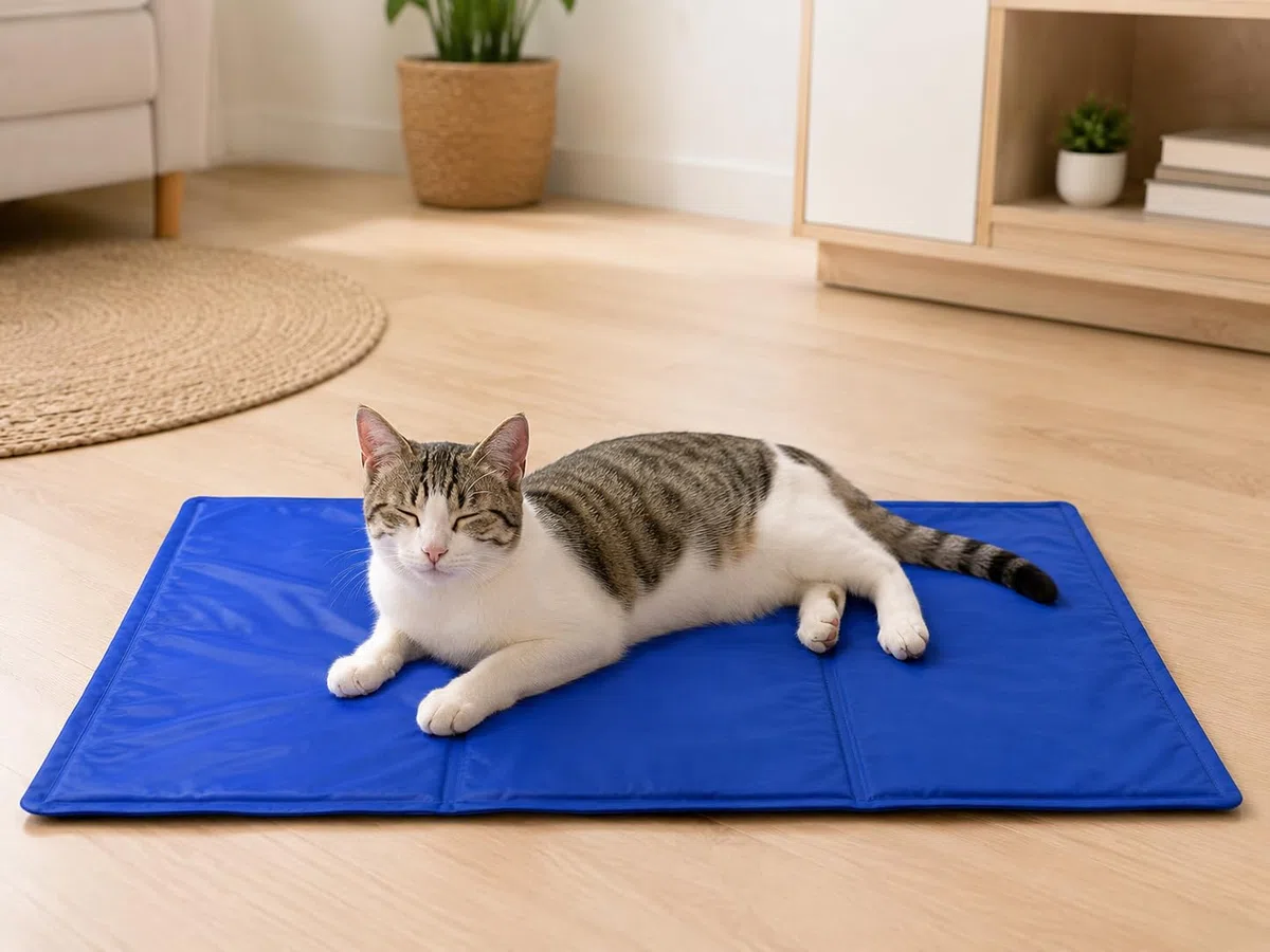 Tappetino Rinfrescante per Cani e Gatti in Gel 65x50 cm - Tappeto Refrigerante Autorefrigerante - Materassino Estivo Blu per Cuccia Divano e Auto - Pieghevole e Impermeabile - Antigraffio (65x50 cm)