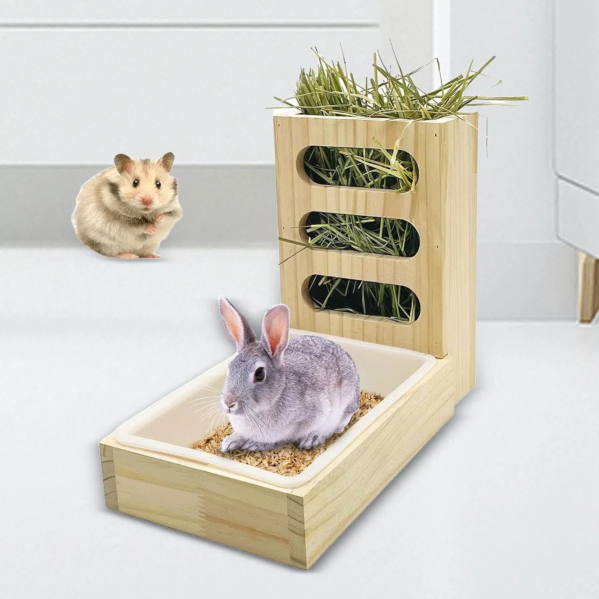 Mangiatoia per Fieno per Conigli con lettiera, Gabbia per Fieno per Piccoli Animali all'Esterno Mangiatoia per Fieno per mangiatoia per