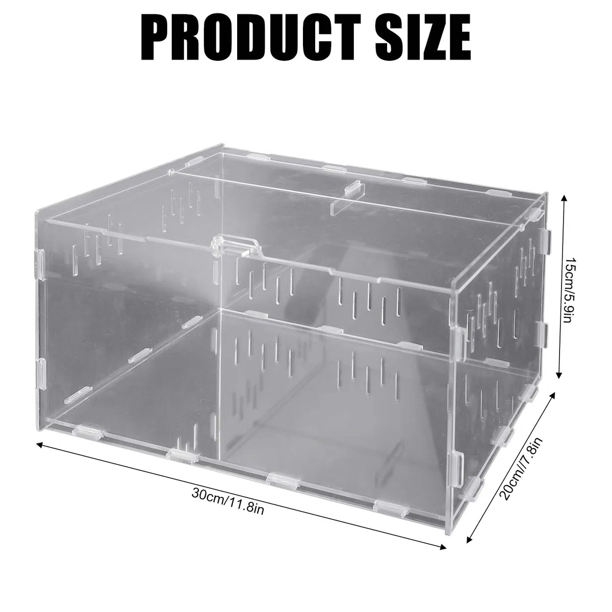 Reptil - Scatola di alimentazione in acrilico, 30 x 20 x 15 cm, per terrario, per insetti e rettili, terrario, per tartarughe d'acqua, ragni, criceti, granchio eremita, lucertola