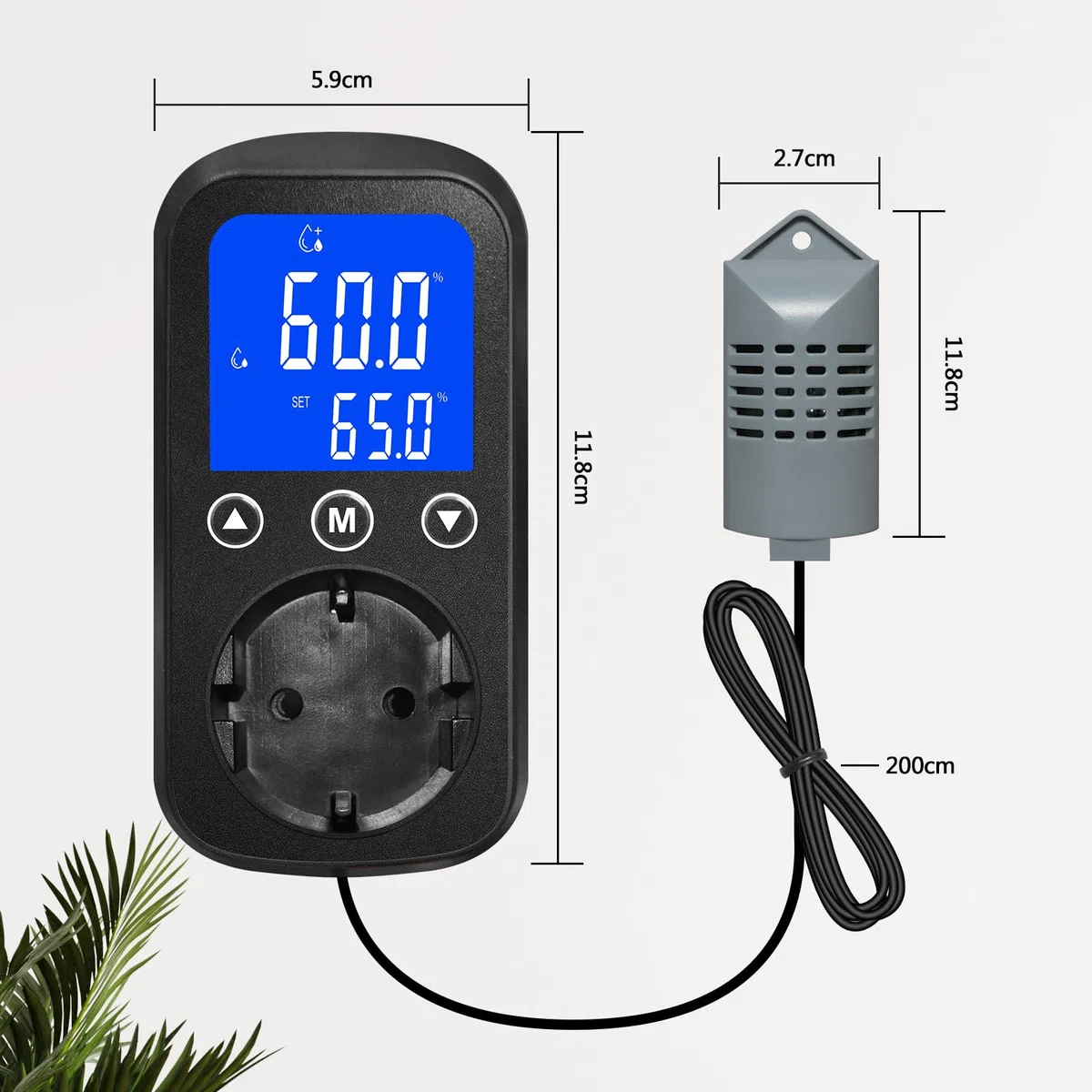 KETOTEK KT2200 Controllore di Umidità Digitale con Spina – Igrostato per Umidificatore e Deumidificatore – per Terrario Rettili, Incubatrice, Serra, Armadio Piante