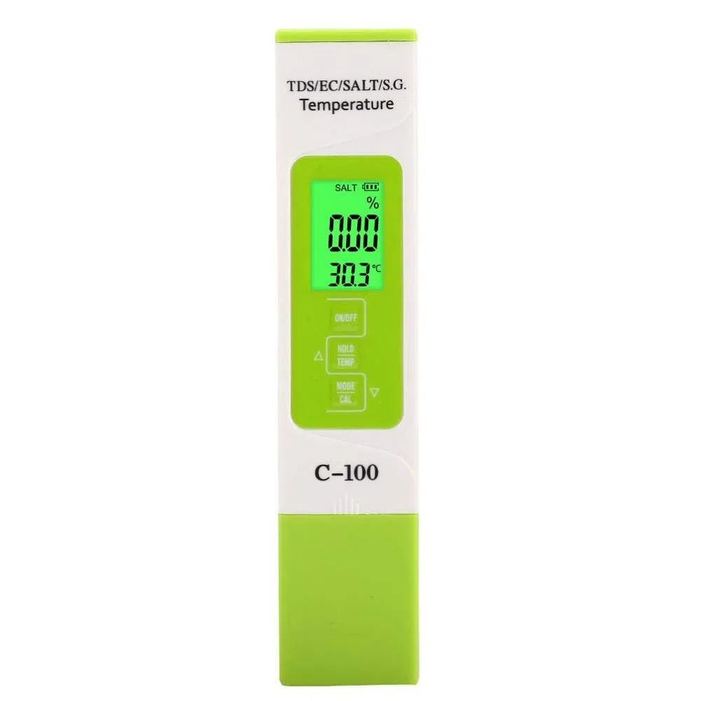C-100 5 in 1 Salinità TDS EC Tester dell'Acqua di Mare, Tester della qualità dell'Acqua, con Retroilluminazione, per Acqua Potabile, Piscina, Acquario, di Osmosi
