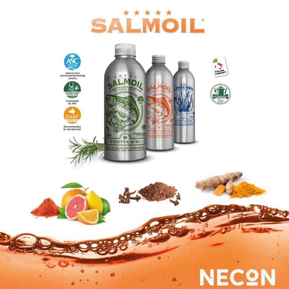 Salmoil Ricetta 2 Alimento Complementare per Cani e Gatti a Base di Olio di Salmone Norvegese e Krill - 950 ml