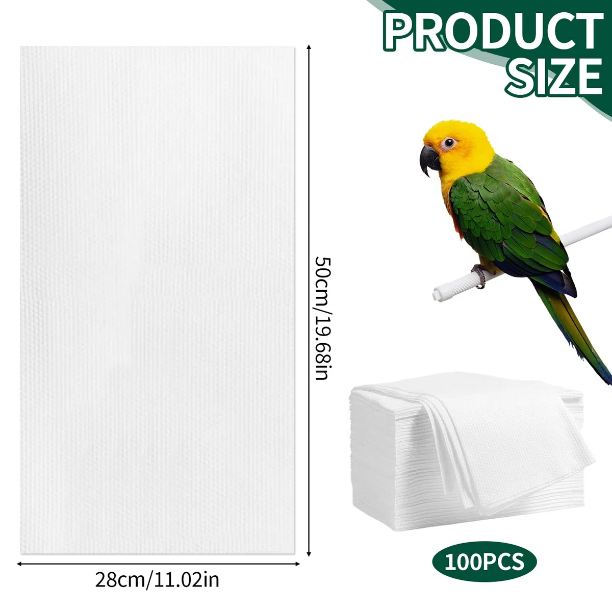 100 fogli di carta usa e getta per gabbie per uccelli, assorbenti, 28 x 50 cm, per gabbie per uccelli, vassoi fecali, tappetino per animali domestici, uccelli, pappagalli