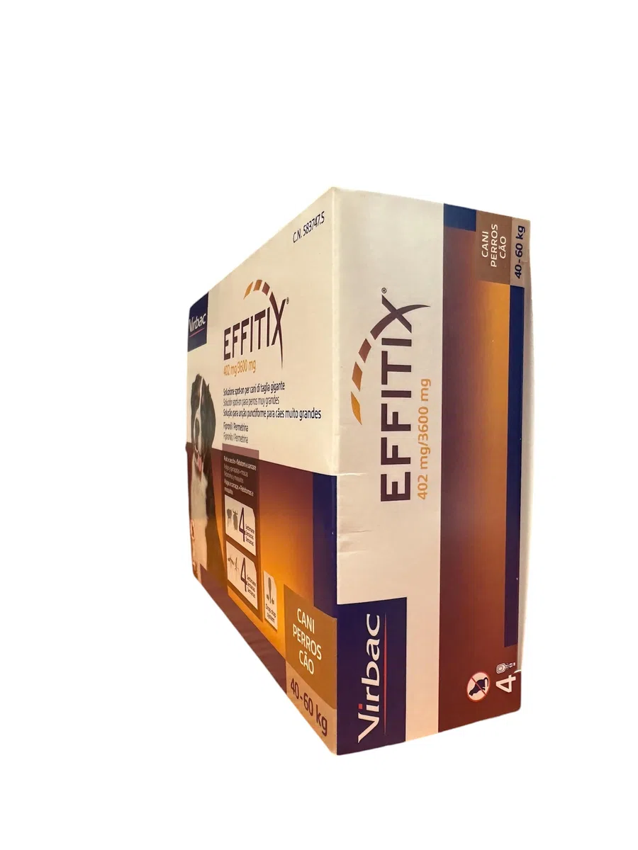 Effitix Antiparassitario Pipette per Cani 40-60 Kg, Combatte Pulci e Zecche, Previene la Leishmaniosi, Formato 4 Pipette