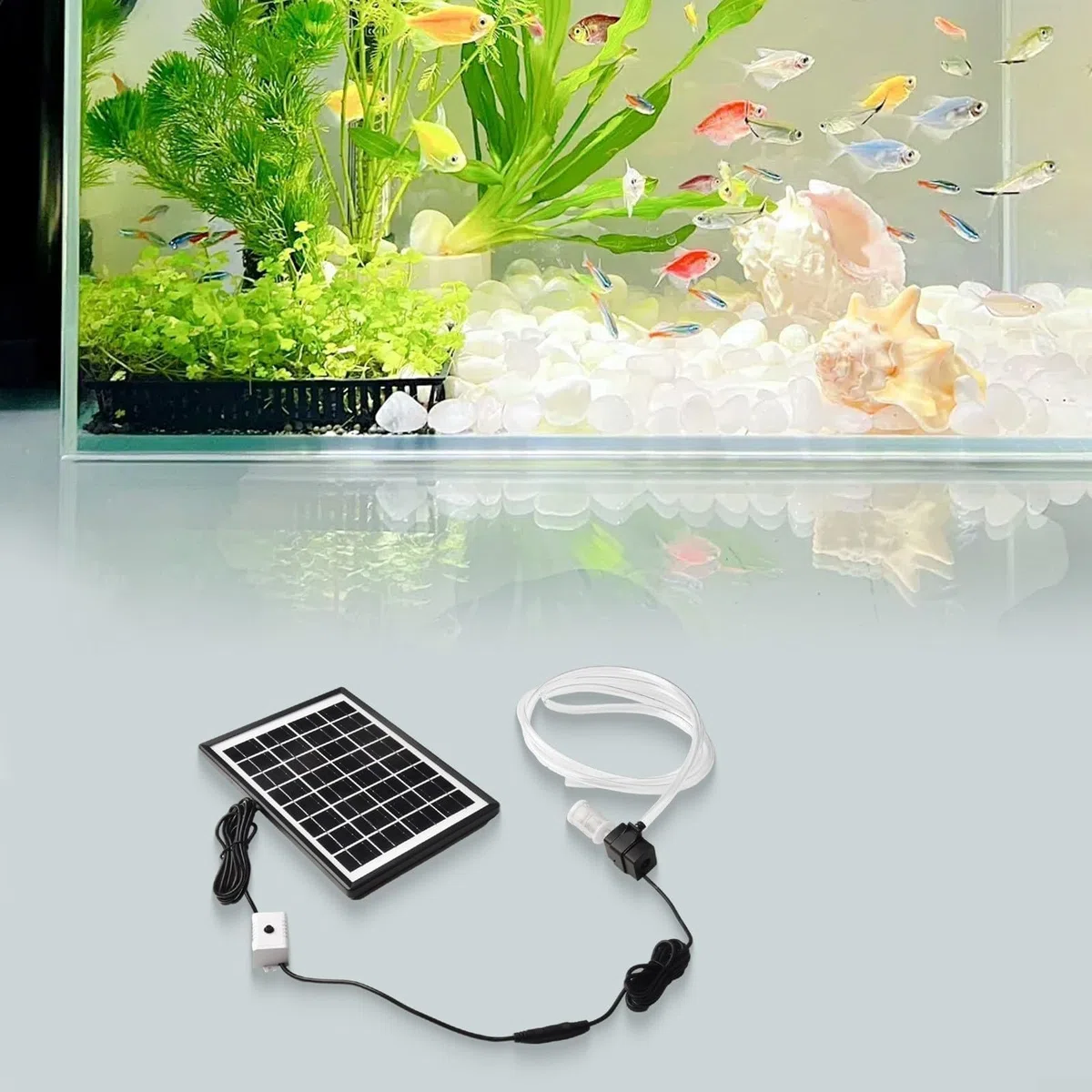 Kit pompa solare dell'acqua 6 W 9 V pannello 12 V, pompa sommergibile portata 240 l/h 2 m tubo filtro per stagno fontana acquario