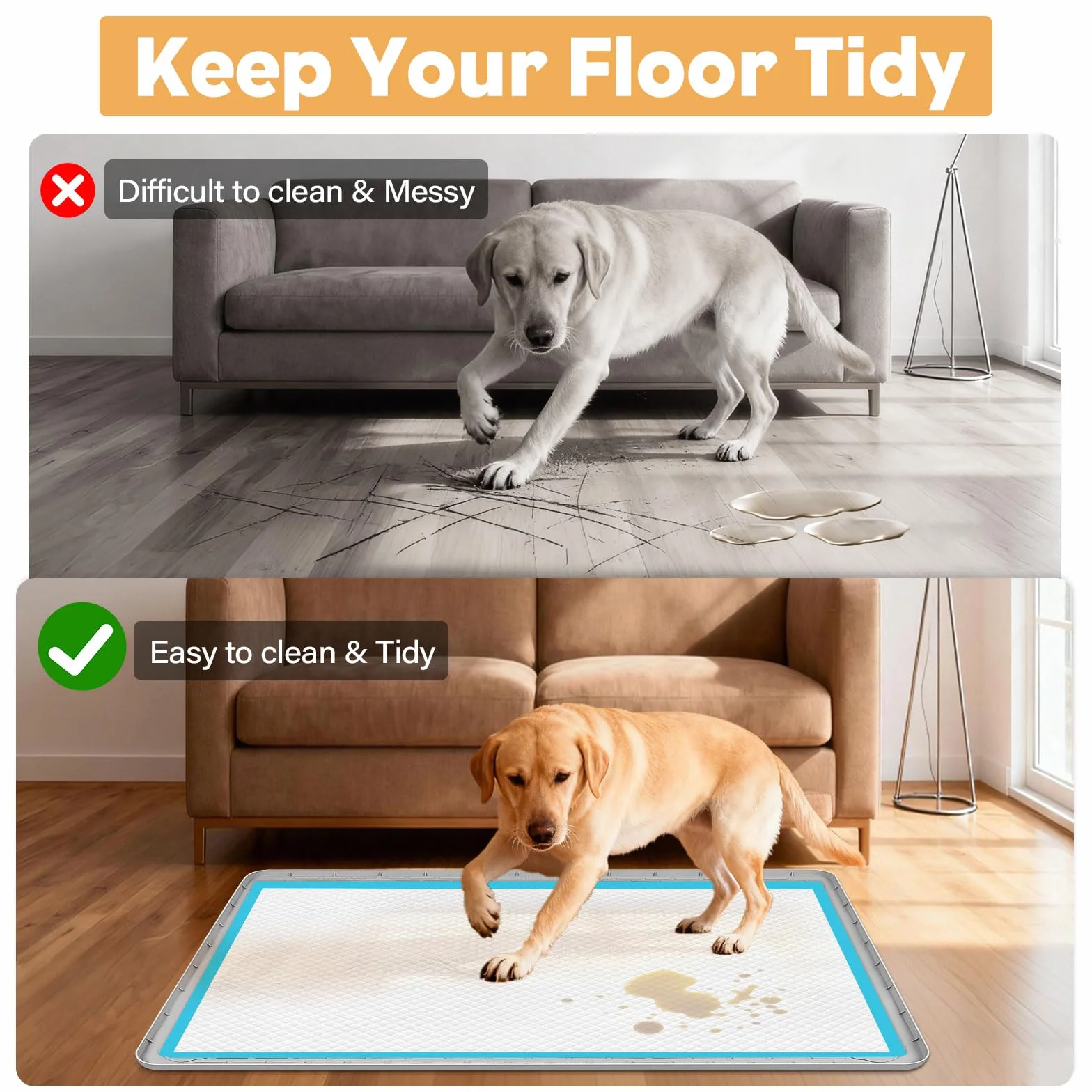 40 x 28 pollici Supporto Tappetini Igienici, Kalolary Silicone Cani Cuccioli Supporto Tappetini Igienici Cani Tappetino Igienico Riutilizzabile Addestramento Cani Prova Perdite Bordo Rialzato (Grigio)