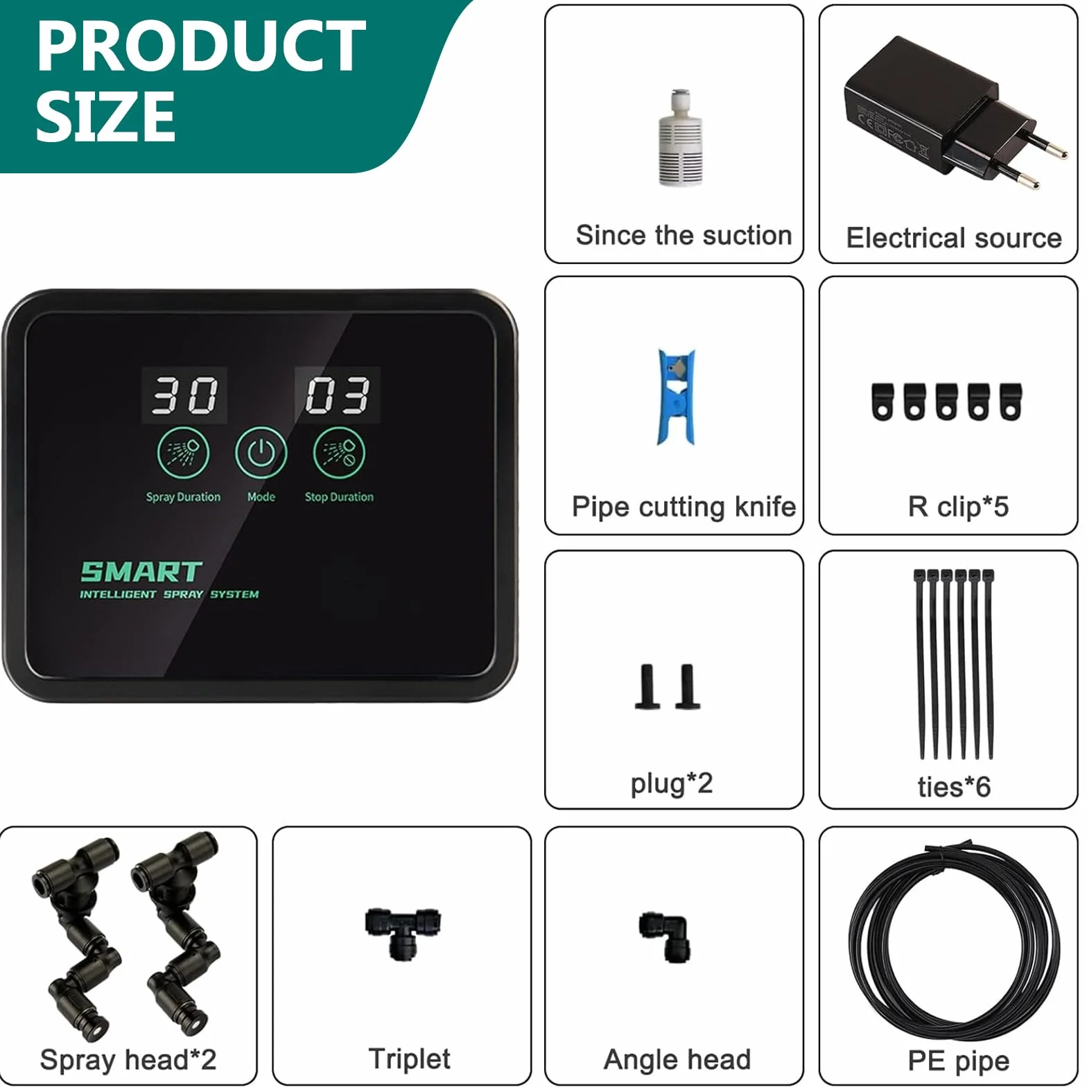 BORDEAG Impianto di Irrigazione Terrario, Sistema di Benebeling Rettile Intelligente, Umidificatore Terrario, Umidificatore Rettile Ugelli Spray 360 ° Regolabile Per Anfibi Rettili Piante