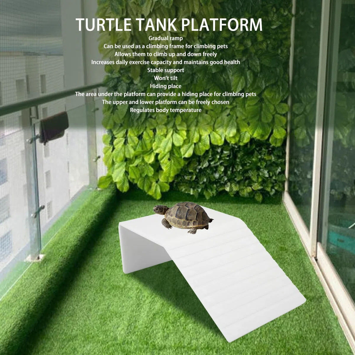 Tnfeeon Tartaruga Basking Platform Simulazione Acrilico Tartaruga Rampa Tartaruga Riposo Basking Dock Decorazioni Galleggianti Tortoise Ramp Rettile Scaletta Dock per Tartaruga Acquatica (L)