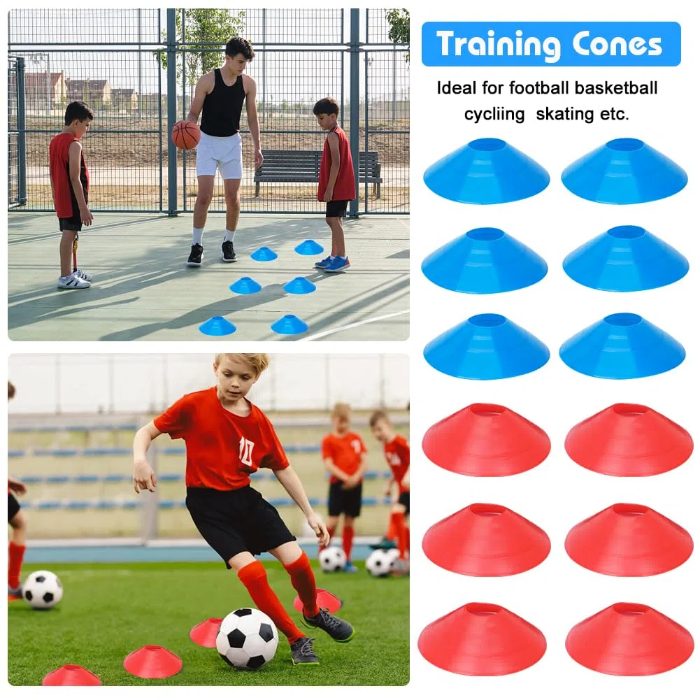 Attrezzatura per allenamento calcio per bambini, set di allenamento per agilità e velocità, scala di agilità 12 pioli 6 m, allenatore per calci, 12 coni a disco, kit per allenamento calcio
