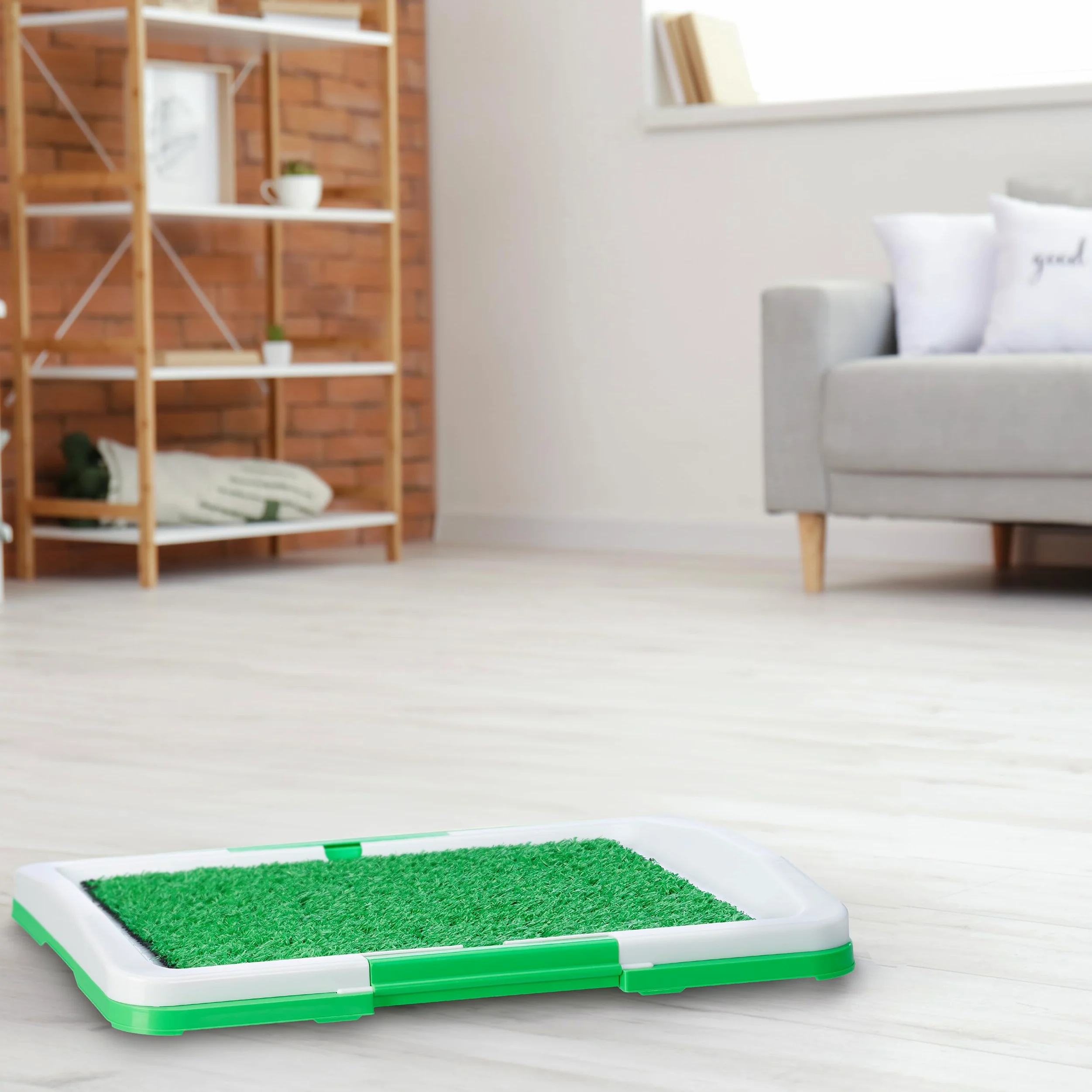 Relaxdays Lettiera per Cani, 4 Tappetini Igienici in Erba Sintetica, Traversine Cuccioli, 5,5x45,5x33 cm, Bianco Verde