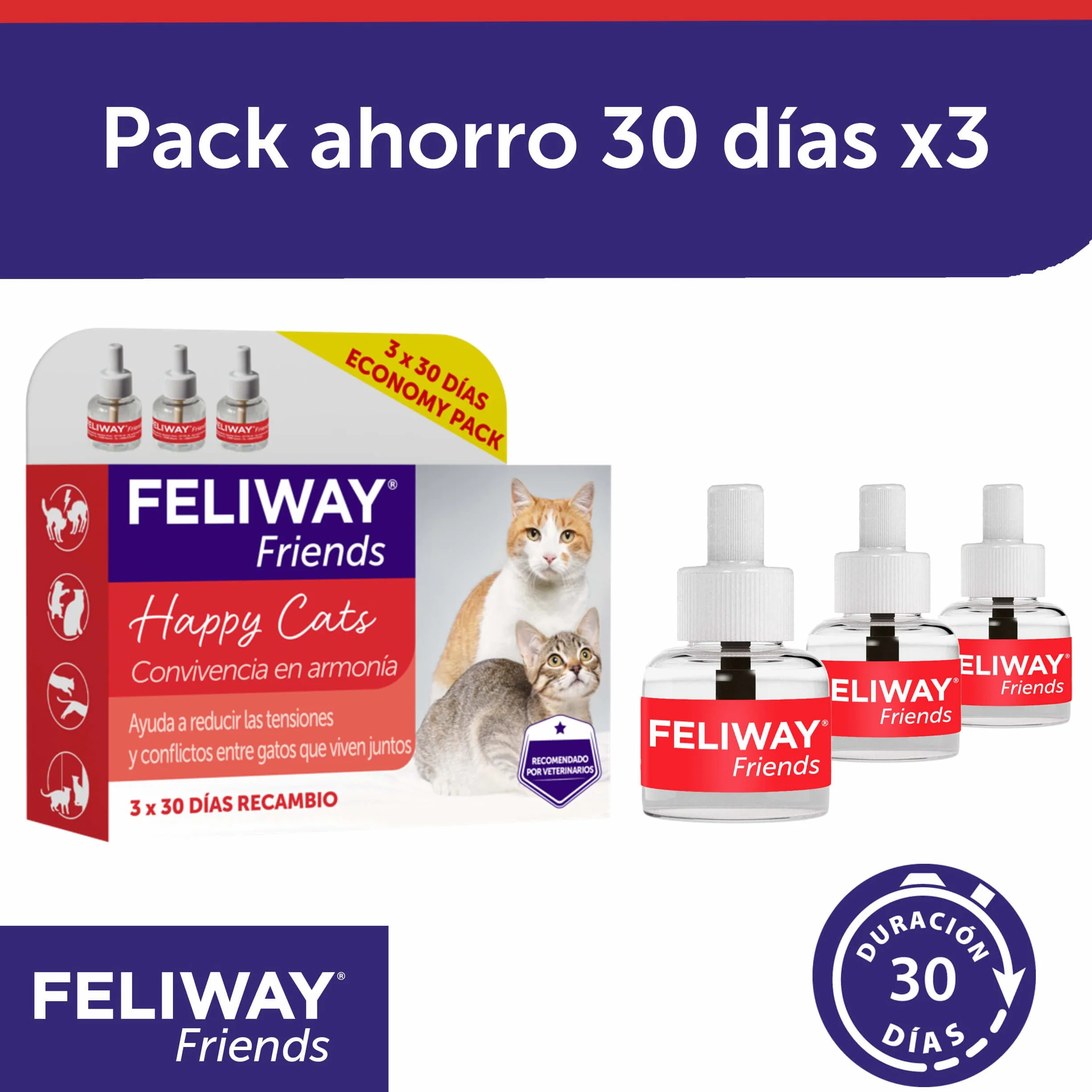 Feliway Friends Ricarica, 48 ml, 3 pezzi